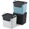 Rotho Jive Set di 3 sistemi di raccolta differenziata cucina in plastica (PP riciclato), grigio scuro/bianco/turchese, 3 x 30 l (39,8 x 29,8 x 50,1 cm)
