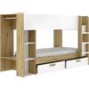 DEKIT GRUPO RIMOBEL Letto Nido, Melamina, Nordic/Bianco, 150 x 245.4 x 109.8