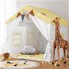 besrey 2 in 1 Tenda per Bambini besrey, Tenda Casetta da Gioco con 2 Porte e 4 Finestre, Tenda da Gioco per Bambini Interni ed Esterni con Tappetino Imbottito, Luci Fatate e bandierine (Giallo)