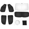 EVOOOR Set di 6 parasole auto per Volkswagen/VW T-ROC (2018-2024) - Copertura completa per parabrezza, finestrini laterali, finestrini triangolari e lunotto posteriore - protezione UV e calore, privacy
