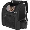Pecute Zaino per Cani Gatti Trasportino, Zaino Portatile Traspirante con Tasche Frontali con Apertura in Rete, La spaziosità è perfetta per il trasporto di animali domestici,Nero