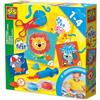 SES Creative 14407 My First Knete Acconciature su carte - Crea le acconciature più belle su queste divertenti carte di animali - Con strumenti per impastare i capelli - Per bambini a partire da 1 anno