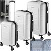 tectake® Set di Valigie Rigide, 3 Pezzi, Trolley da Viaggio con Lucchetto TSA, Set Trolley con Manici Telescopici, Scocche in ABS con Rivestimento in Policarbonato, Espandibili - Nero