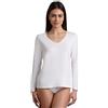 Lovable Maglia Manica Lunga Termica Scollo a V | Tessuto Thermaltech | Cotone e Viscosa Elasticizzati, Traspirante | Sottogiacca | Maglieria Donna, Bianco, L