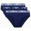 Emporio Armani Slip da Uomo Shiny Logoband Pack 3 Pezzi, Blu, L, Blu, L