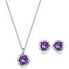 immobird Collana Orecchini Donna Set in Argento Sterling 925 di Rosegold Rosa Fiore Ciondolo con Ametista Pietra Portafortuna Per Festival Regalo