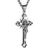 HZMAN Collana con ciondolo a forma di crocifisso di San Benedetto, in acciaio inox, con scritta Religion, 6.4 x 3.2 cm (pendant) + 24 inches (chain), Acciaio inossidabile, Non pietra preziosa