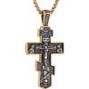 HZMAN Collana Croce Ortodossa Orientale per Uomo Donna Retrò Religiosa Gesù Crocifisso Croce Bizantina Ciondolo Cristiano Gioiello Regalo, 3.2 x 5.1 cm, Acciaio inossidabile, Nessuna pietra preziosa