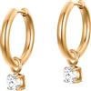 day berlin day.berlin orecchini a cerchio Fiona da donna placcati oro 18k, 16mm di diametro con ciondolo in zirconia 5mm, acciaio inox 316L, senza nichel e resistenti all'acqua