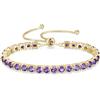 FANCIME Bracciale tennis da donna placcato oro 14 carati, con pietra natale, in argento Sterling 925, regolabile, con glitter, gioielli, idea regalo per donne, fidanzate, mogli, madri, M, Argento