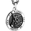 HZMAN Collana San Michele per Uomini in Acciaio Inox Retro Medaglia Rotonda Pendente Gioiello Regalo, 3.5 cm x 3.5 cm (1.37 x 1.37), Acciaio inossidabile, Non pietra preziosa