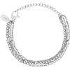 Breil, Collezione Margot, Bracciale Donna Multifilo in Acciaio Lucido, Impreziosito da Perle Bianche, Chiusura Regolabile, Lunghezza fino a 21 cm, Idea Regalo Donna