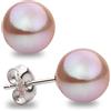 Secret & You Orecchini da donna con perle coltivate d'acqua dolce rotondi di colore naturale rosa al lavanda Secret & You - Disponibile in 2 misure, da 8-8,5 mm a 9-9,5 mm - Argento sterling rodiato 925