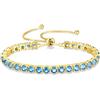 FANCIME Bracciale tennis da donna placcato oro 14 carati, con pietra natale, in argento Sterling 925, regolabile, con glitter, gioielli regalo per donne, fidanzate, mogli, madri, 20 cm, Topazio blu