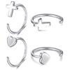CHIC & ARTSY Orecchini a cerchio Huggie in argento sterling 925 con croce, orecchini a cerchio a forma di cuore per donna, 2 paia