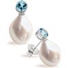 Secret & You Orecchini dI Perle coltivate d'acqua dolce Barocca o Grandi Orecchini Ciondoli di Zirconia Cubica SECRET & YOU Design You & Me- Orecchini in argento sterling 925 con grande dado.