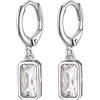 Suplight Orecchini Donna Diamante Quadarta, Orecchini Donna Argento 925 Diamante Zirconia, Orecchini Donna Argento 925 Diamante Aprile Orecchini Lobo Donna con Confezione Regalo