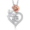 MomentWish Cuore Collana per Le Donne, Regali Di Natale per Le Ragazze, Rose Collana per Lei, 1 Carato Moissanite 925 Collana in Argento Sterling, Regali per Il Compleanno Anniversario-Rotondo