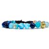 Samsara - Bracciale Tibetano in Agata Blu Striata con Filo in Cotone Cerato ad Alta Resistenza