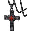 FaithHeart Collana Sigillo Cavalieri Templari Collana Croce Uomo Rosso Collana con Croce di Gerusalemme Scudo Collana Uomo Acciaio Impermeabile Non Sbiadisce