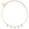 Breil, Collezione Moonlight, Bracciale Donna in Acciaio IP Gold, con Perle Naturali e 5 Cristalli Pendenti, Chiusura Regolabile, Lunghezza fino a 21 cm, Idea Regalo Donna