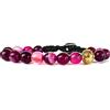 Samsara Bracciale Tibetano con Agata Fucsia Striata, Cordino in Cotone Cerato Regolabile, Charm in Bronzo, Design Ispirato alla Tradizione Buddista, Accessorio Unisex con Sacchetto