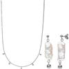 Purelei® Kahakai - Set di gioielli da donna in acciaio inossidabile, resistente all'acqua e orecchini con perle Keshi, Acciaio inossidabile, Non pertinente.