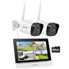 ANNKE Set telecamera di sorveglianza con monitor, schermo touch screen NVR da 5 MP, 4 CH, 7, con 2 fotocamere WiFi da 5 MP, audio a 2 vie, riconoscimento personale, visione notturna da 30 m, allarme