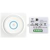Tedeligo Interruttore Luce Senza Fili, Interruttore Autoalimentato Mobile impermeabile AC 220V 230V 2300W Relè Mini Ricevitore Fino A 50 Metri Controllo Per Luci(1 interruttore 1 ricevitore)