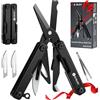 BIBURY Multitool, EDC Mini Strumento Tascabile, Forbici Multiuso con Rompivetro, Forbici Multifunzione per Emergenze e Uso Quotidiano, Regalo Uomo Compleanno, Gadget EDC, Idee Regali Natale - Nero