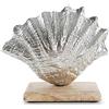 Logbuch-Verlag Conchiglia decorativa regalo mediterraneo metallo e legno - Figura decorativa bagno decorazione argento viaggio 18 cm