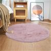 Ghouse Faux Tappetto di Pelle di Pecora Tappeto a Pelo Corto Lavabile Fluffy Uni Effetto Pelliccia Antiscivolo Facile da Pulire, Dimensione: Tondo 120 cm, Colore: Rosa
