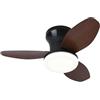 BEL AIR HOME - Ventilatore da soffitto TAURUS con motore DC e luce LED 24 W, 6 velocità d'aria e 3 temperature di luce, telecomando incluso, (medio nero ciliegio)