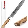 HEZHEN Coltello da Pane Professionale in Acciaio Damasco, Coltello Cucina Seghettato, Coltello da Torta, Affettatrice Per Pane