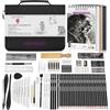 HIFORNY Set da Disegno da 100 Pezzi Kit per Schizzi, Matite da Schizzo Forniture d'Arte con Grafite, Carboncino, Strumenti di Sfumatura e Accessori, Custodia da Viaggio Portatile con Cerniera per