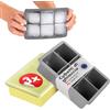 Blumtal Set di 3 stampi per cubetti di ghiaccio in silicone - Stampo per 6 cubetti di ghiaccio con coperchio - Stampo per cubetti di ghiaccio grande in silicone senza BPA - Grigio + Grigio + Giallo