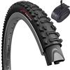 Fincci Pneumatico 26 Pollici - Set 1 x Copertoni Pieghevole 26 x 1,95 Pollici 50-559 60 TPI con 1 x Schrader Camera d'Aria 26 per MTB Montagna Ibrida Bici Bicicletta