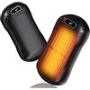 LeuKoles Set da 2 Scaldamani Ricaricabili da 6000mAh, 3 Livelli di Temperatura Regolabile, Dimensioni da Tasca, Ideali per Camping, Ski, Caccia, Periodo Mestruale, Regali di Natale (nero cool)