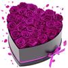 VEVOR Fiori Stabilizzati Veri 27 Rose Stabilizzate in Scatola a Forma di Cuore, Bouquet di Fiori Eterni Immortali, Rosa Eterna Vera, Ampia Gamma di Utilizzi Anniversario, Natale, Viola