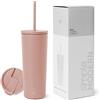 Simple Modern Bicchiere Termico con Cannuccia e Coperchio,Bicchiere Di Caffè Bottiglia D'Acqua Riutilizzabile Acciaio Inossidabile Tazza di Caffè per Viaggi,Classic Collezione,710ml,Mauve Me