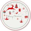 Excelsa Merry Christmas Piatti Panettone o Pizza, Set 6 Pezzi, 30,5 cm, Porcellana Bianca con Decorazioni Natalizie Rosse