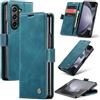 Azororo Cover per Samsung Galaxy Z Fold 6 5G, Premium PU Pelle Custodia, Magnetica Carta Fessura Portafoglio Case, Flip Cavalletto Custodia per Samsung Galaxy Z Fold 6 - Blu verde