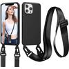 Jrkvniv Cordino Cover Compatible con iPhone 11 Pro Case, Necklace Cover Corda Custodia Collana Case Anti Graffio Antiurto Cellulare Bumper Silicone Liquido Shell iPhone 11 Pro Tracolla, Nero