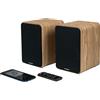 THOMSON WS602DUO - Ensemble de 2 enceintes avec caisson en bois - 100W - Bluetooth 5.0 - 2 sorties RCA - Bois clair