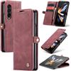 Azororo Cover per Samsung Galaxy Z Fold 4 5G, Premium PU Pelle Custodia, Magnetica Carta Fessura Portafoglio Case, Flip Cavalletto Custodia per Samsung Galaxy Z Fold 4 - Vino Rosso