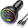 Baseus 152.5W Caricabatterie Auto 3 Porte, RGB Caricatore Auto USB C e Cavo da 100W, Accendisigari USB Rapido per MacBook Pro/Air, iPhone 16/15/14/13 Serie, Samsung S24/S23, iPad, AirPods, ecc