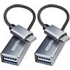 BENFEI Adattatore USB C a USB 3.0 2 confezione, adattatore USB Type-C a USB 3.0, compatibile per iPhone 15 Pro/Max MacBook Pro/Air 2023 iPad Pro iMac S23 XPS 17 e altro, Grigio