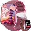 IOWODO Smartwatch Uomo Donna,Orologio Fitness con Chiamate,1.91 Smart Watch Monitor del SpO2/ Sonno,24H Cardiofrequenzimetro,100 modalità Sportive,Fitness Tracker per Android iOS(Claret)