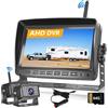 Hodozzy Telecamera Posteriore Auto Wireless Digitali Registrazione Video 7 Pollici Monitor IPS AHD 2 Telecamere con SD 64GB, Telecamera Retromarcia/Frontale Visione Notturna Impermeabile (12V-36V)