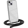 MyGadget Cover per iPhone 14 Plus - Custodia con Corda - Case con Cordino Trasparente Antiurto con Laccio | Tracolla - Practical Stylish - Nero